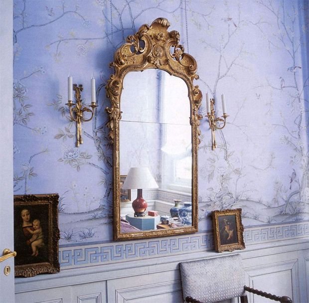 Add Art and Accessories Lavender de Gournay chinoiserie wallpaper in