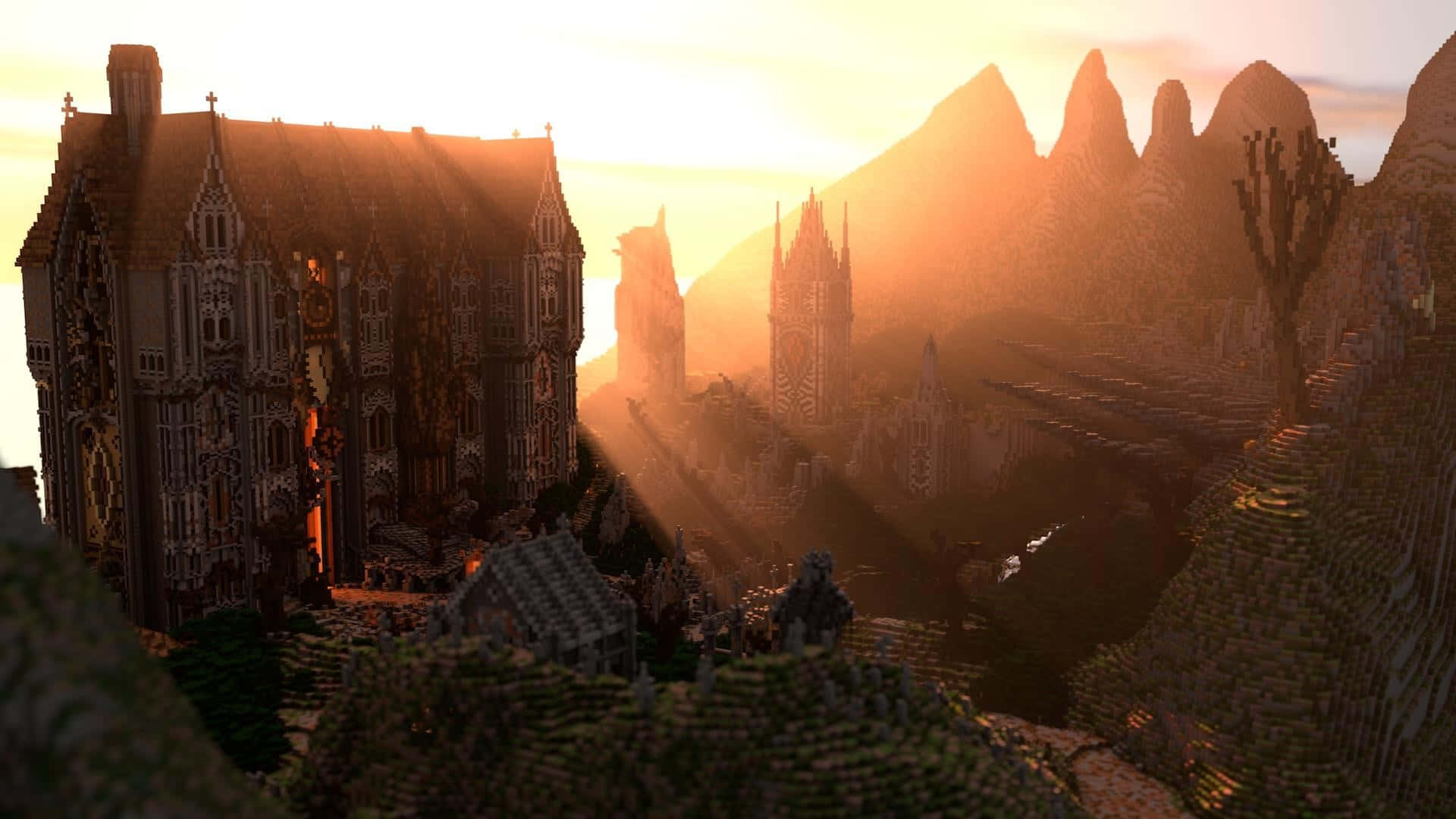 Minecraft Sunset Wallpaper
