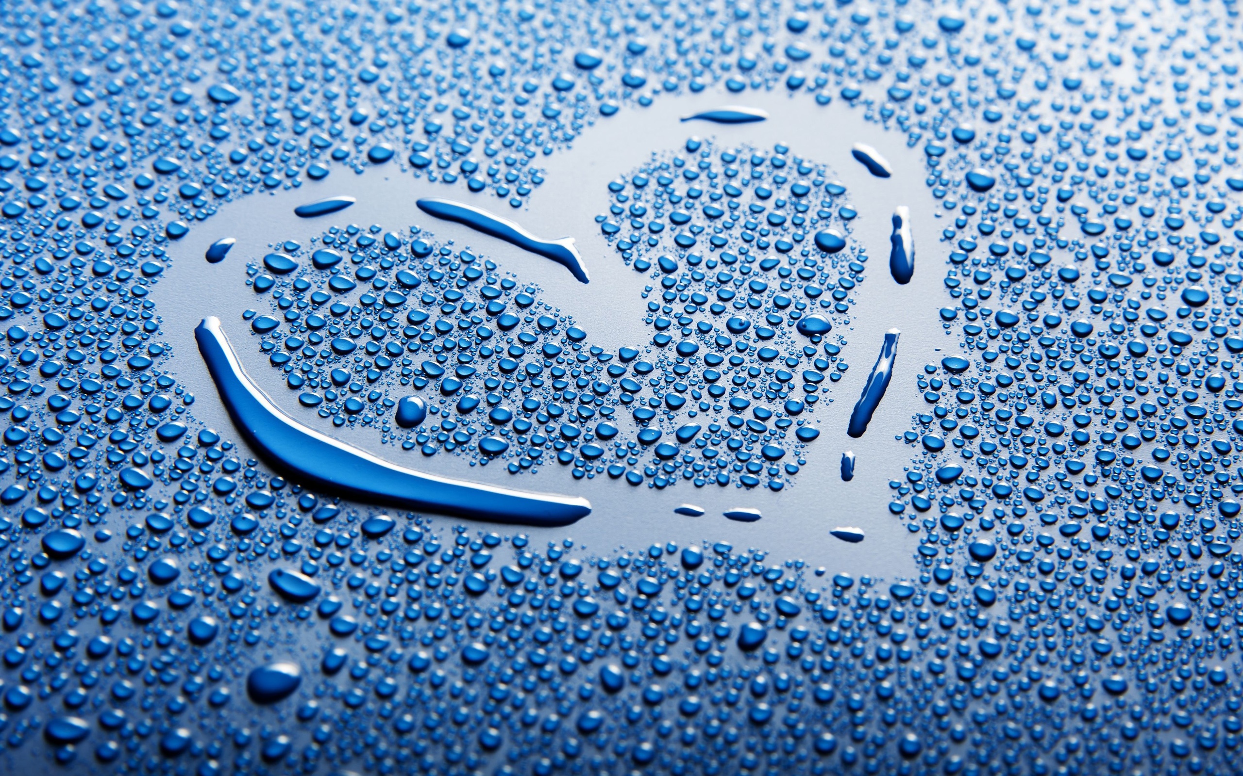 Blue water drops love heart Wallpaper Background Wallpapers