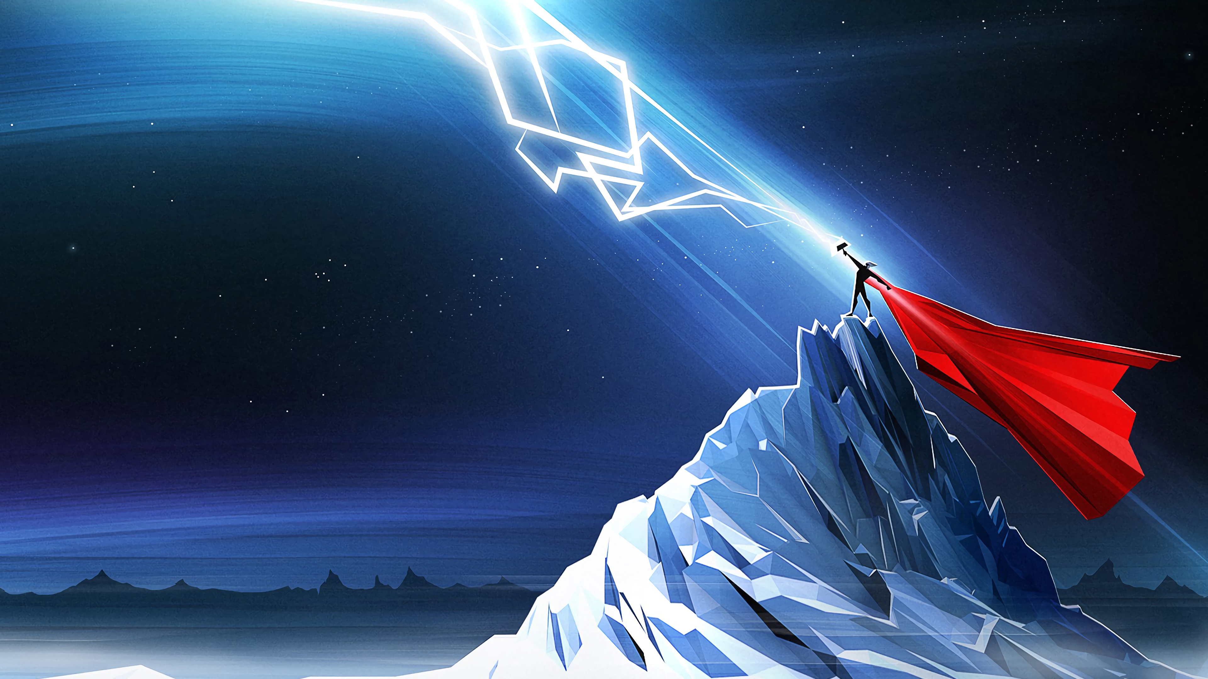 Thor Lightning Minimalist Marvel 4k Wallpaper