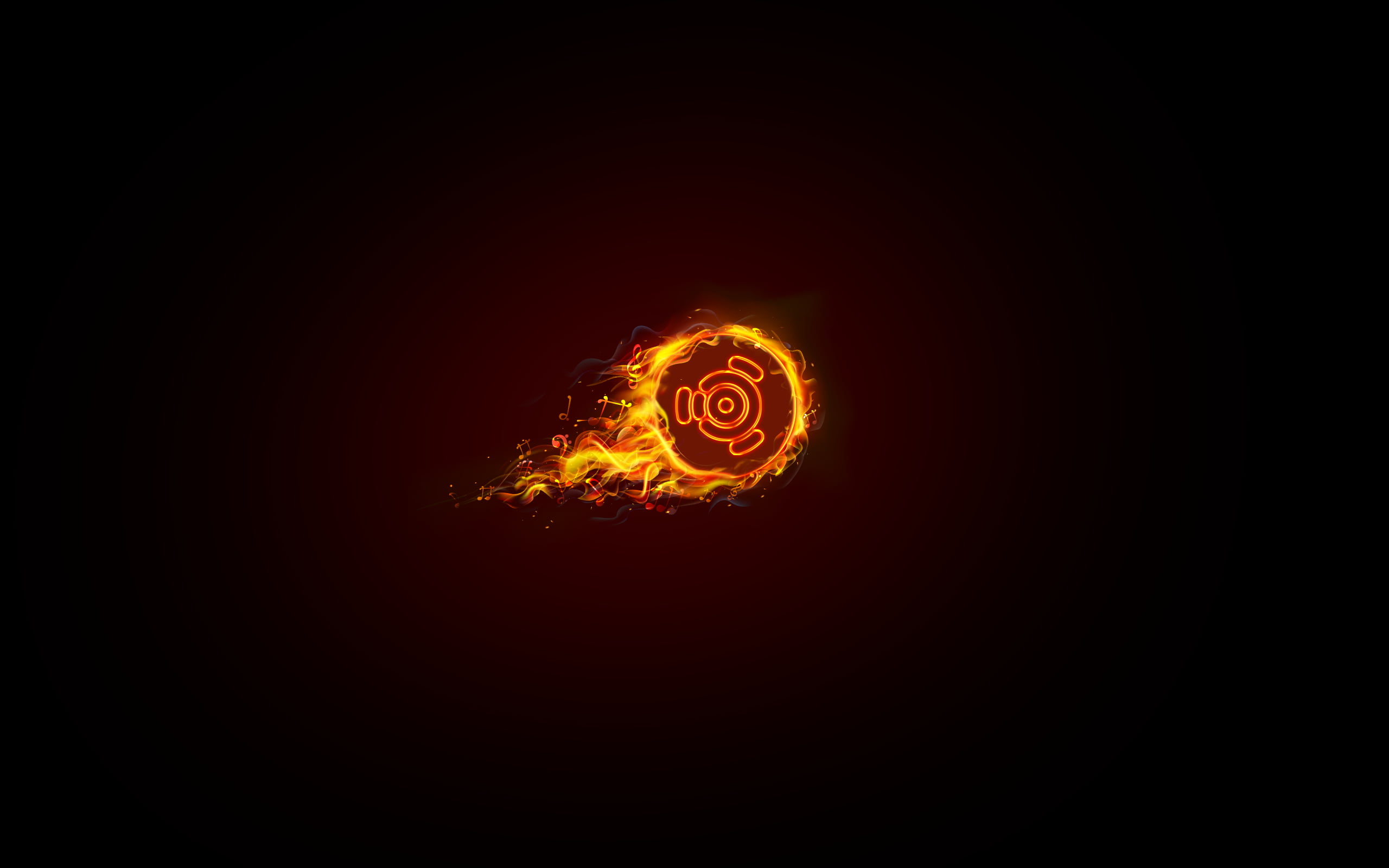 Orange Fireball Illustration Ubuntu Studio Stock Wallpaper