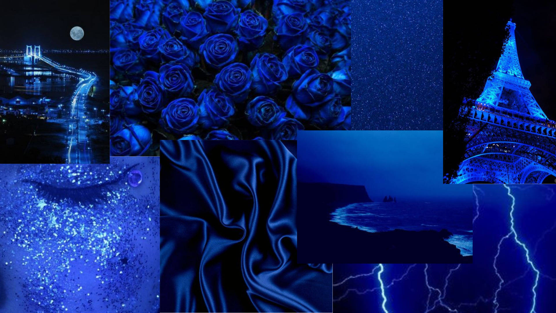 Dark And Blue Aesthetic Laptop Collage Wallpaper Off
