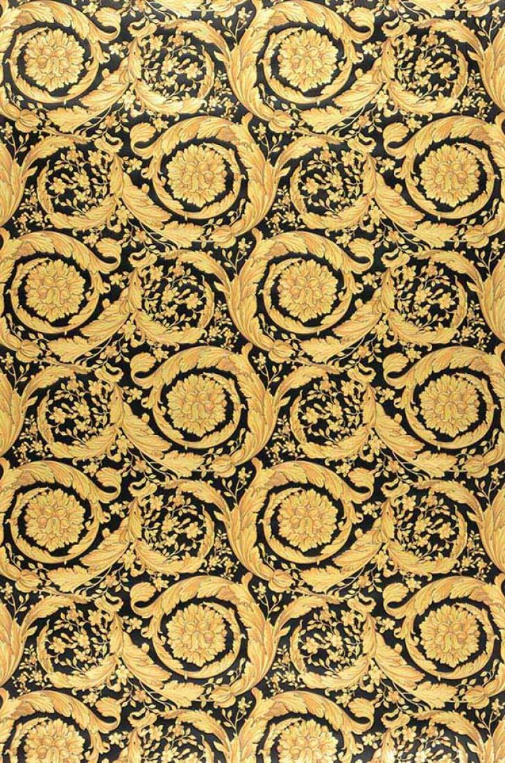 Gold Black Barocco Flowers Mimas Wallpaper Roll