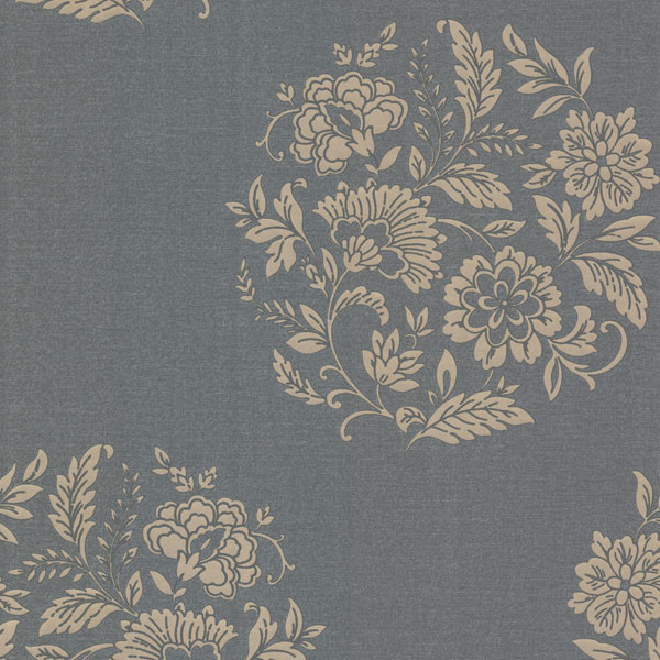 Velde Silver Floral Motif Wallpaper Swatch Traditional