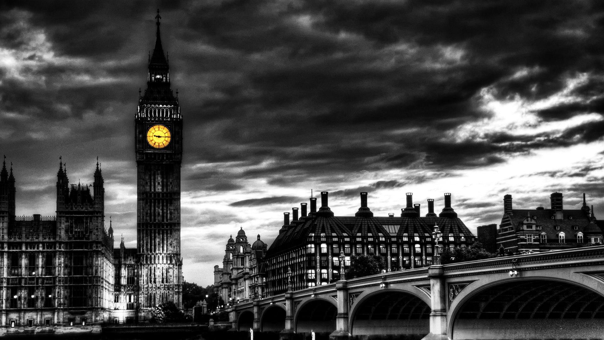 London Big Ben Black And White HD Wallpaper Of