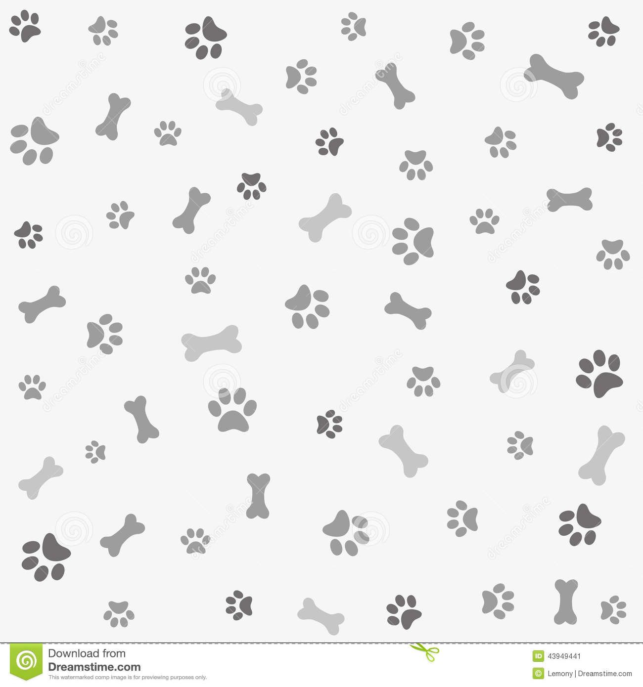 Dog Print Paper Background With Paw And Bone Stock
