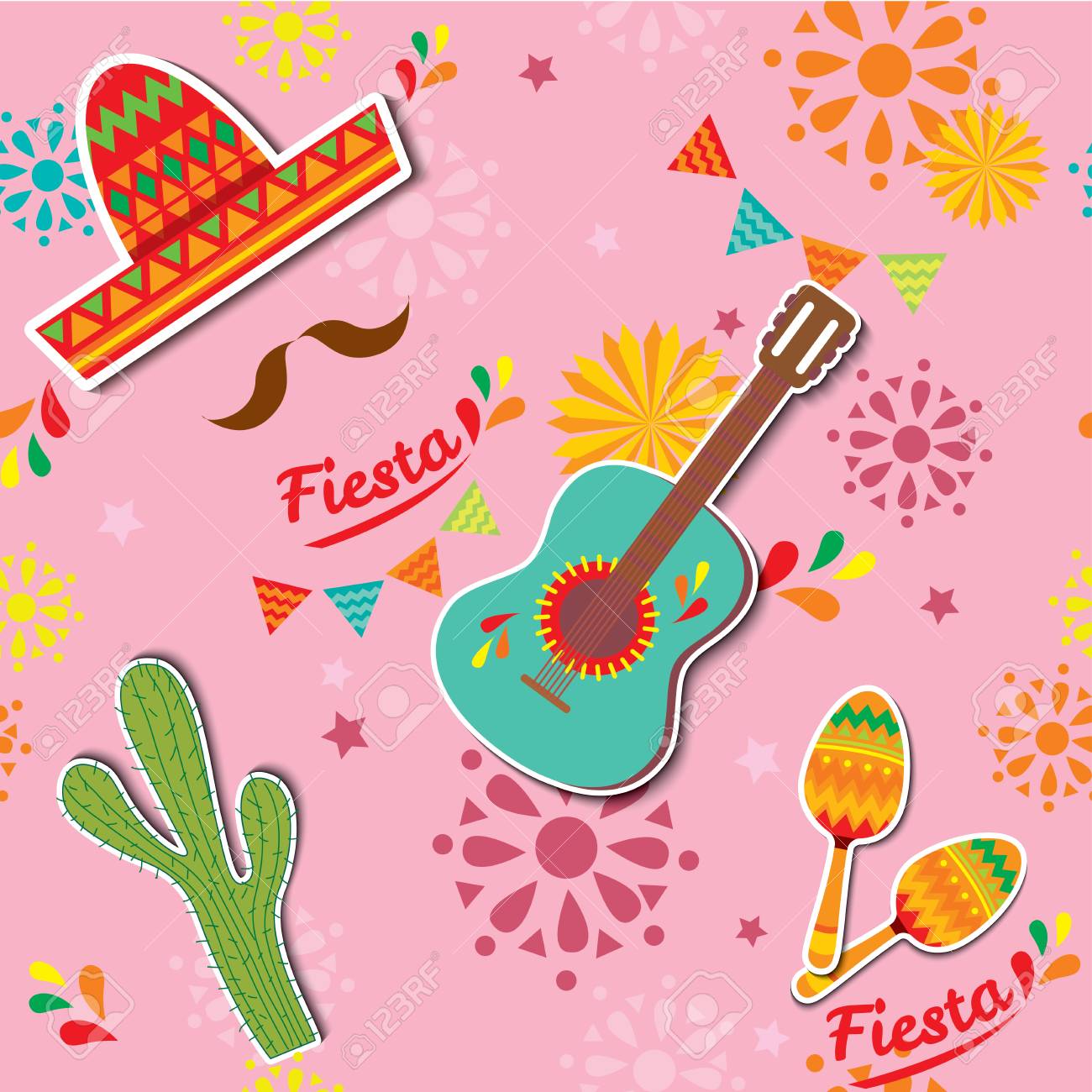 Cinco De Mayo Background Design With Sombrero And Maracas For