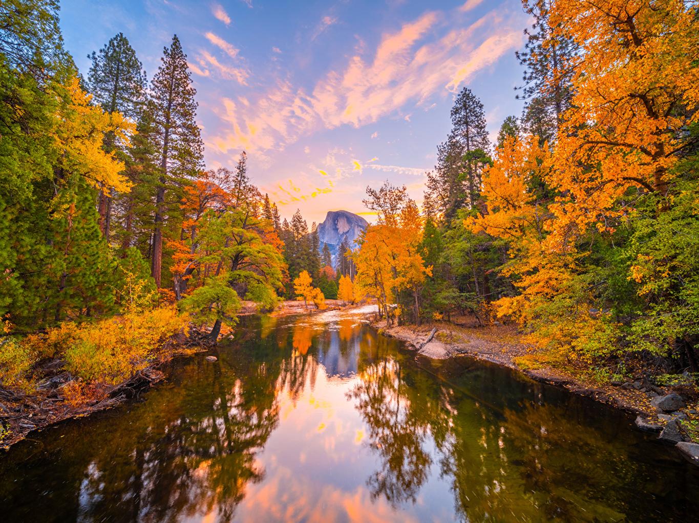 Pictures Yosemite Usa Autumn Nature Mountains Park Rivers