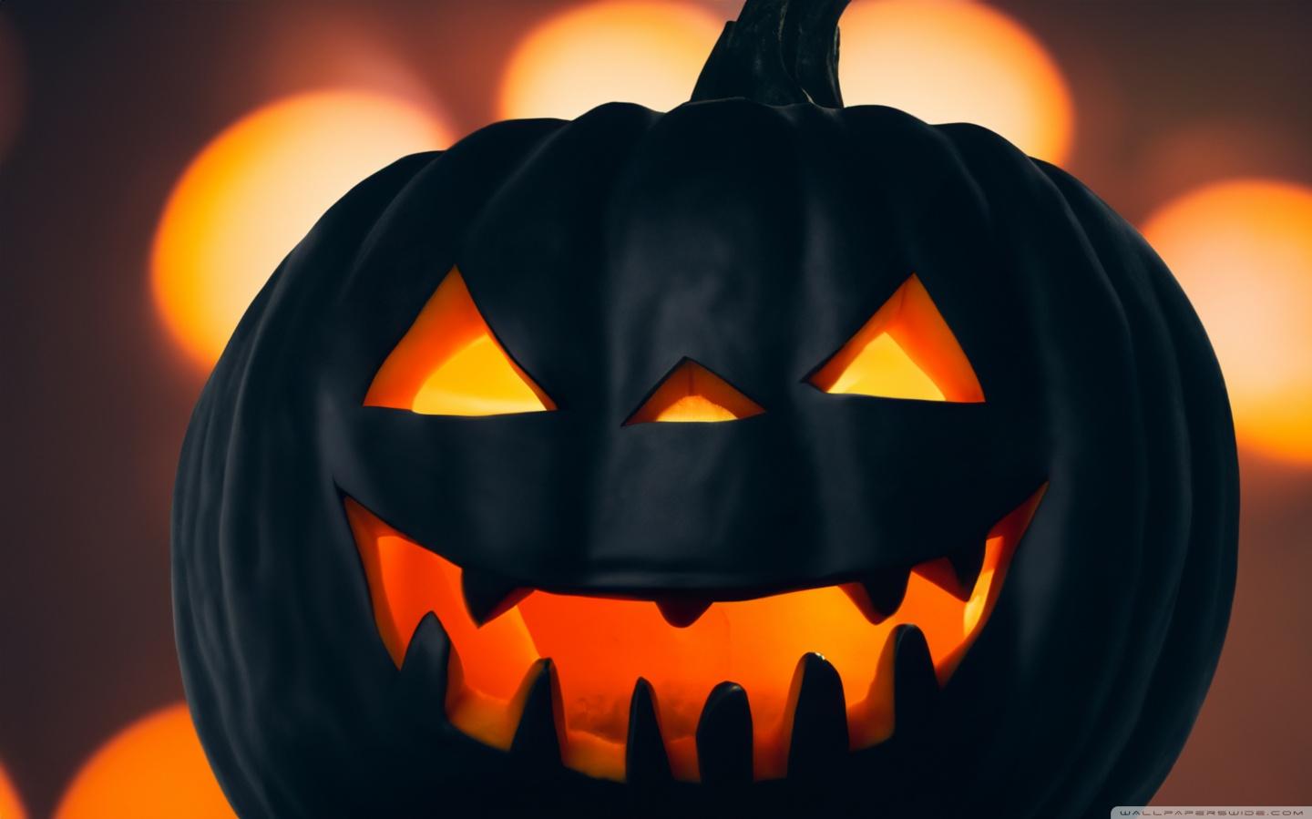 Black Jack O Lantern Halloween Ultra HD Desktop Background