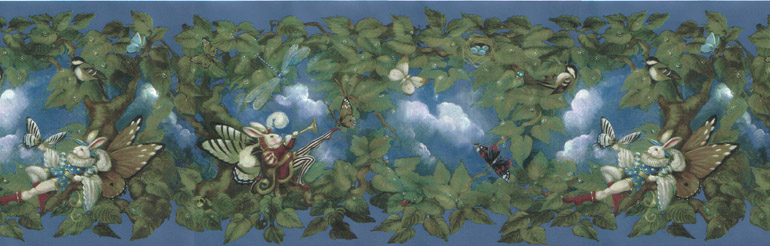 Details about Rabbit Fairies PSilin Palmer Wallpaper Border PM3202B