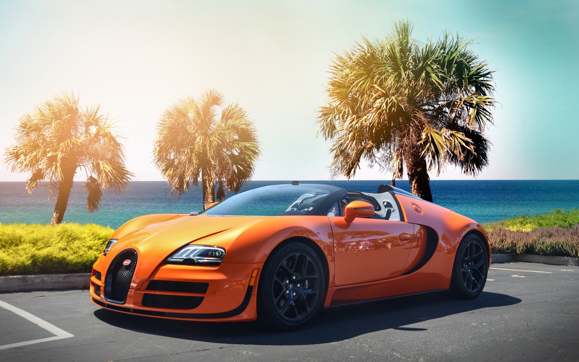 Bugatti Veyron Hypercar Orange Wallpaper HD