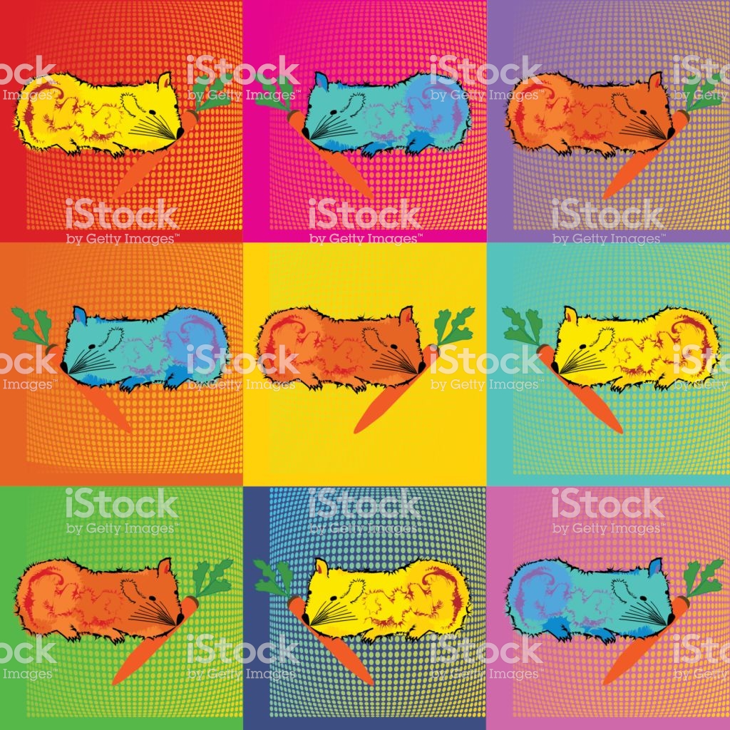 Pop Art Andy Warhol Background Illustration With Hamster Stock