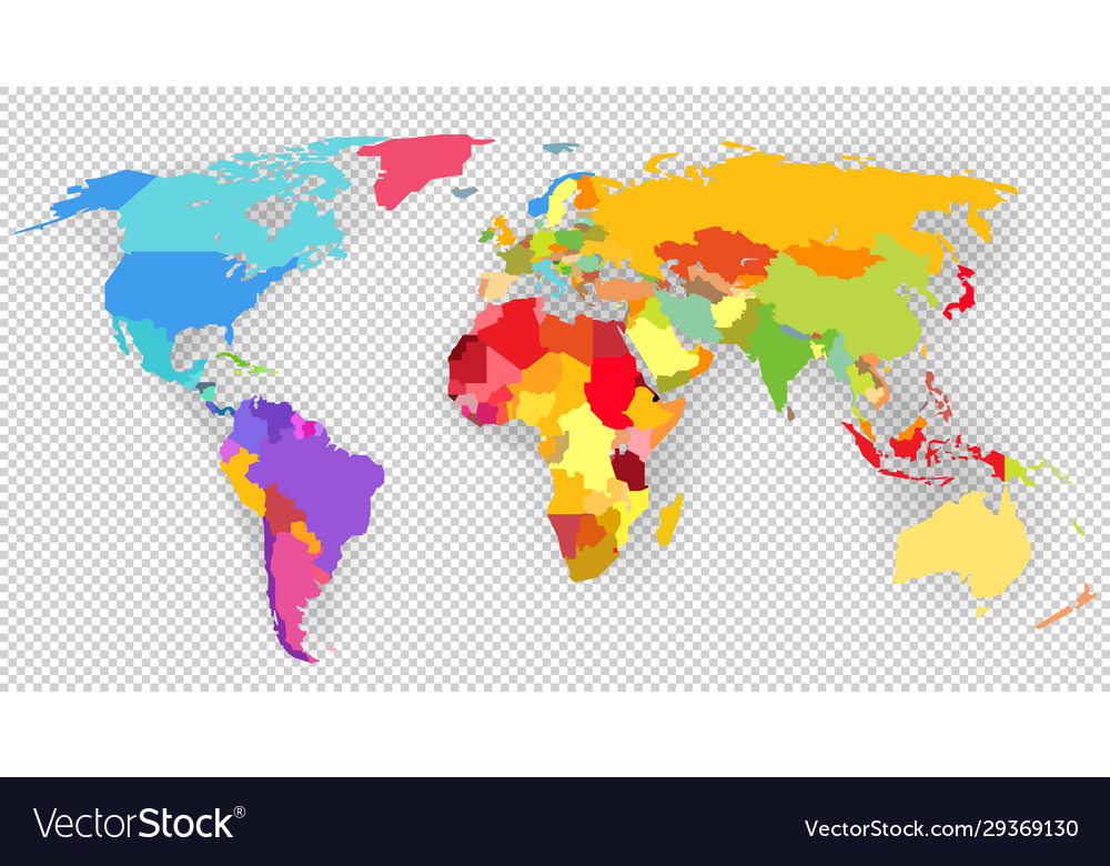 Color World Map Isolated On Transparent Background
