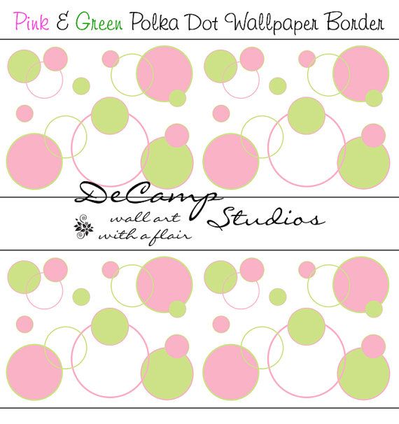 Pink And Green Polka Dot Circle Wallpaper Border Wall Art Decals For
