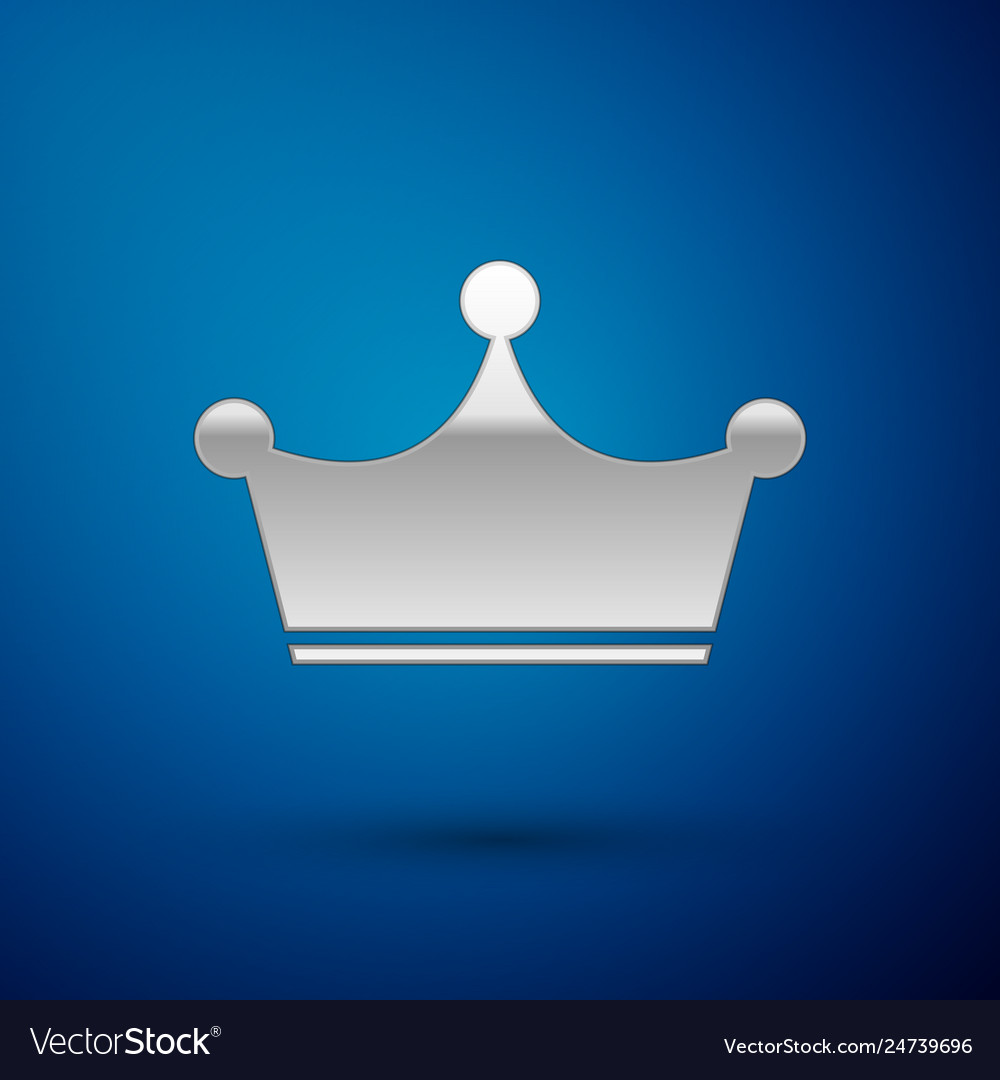 Silver Crown Icon Isolated On Blue Background Vector Image