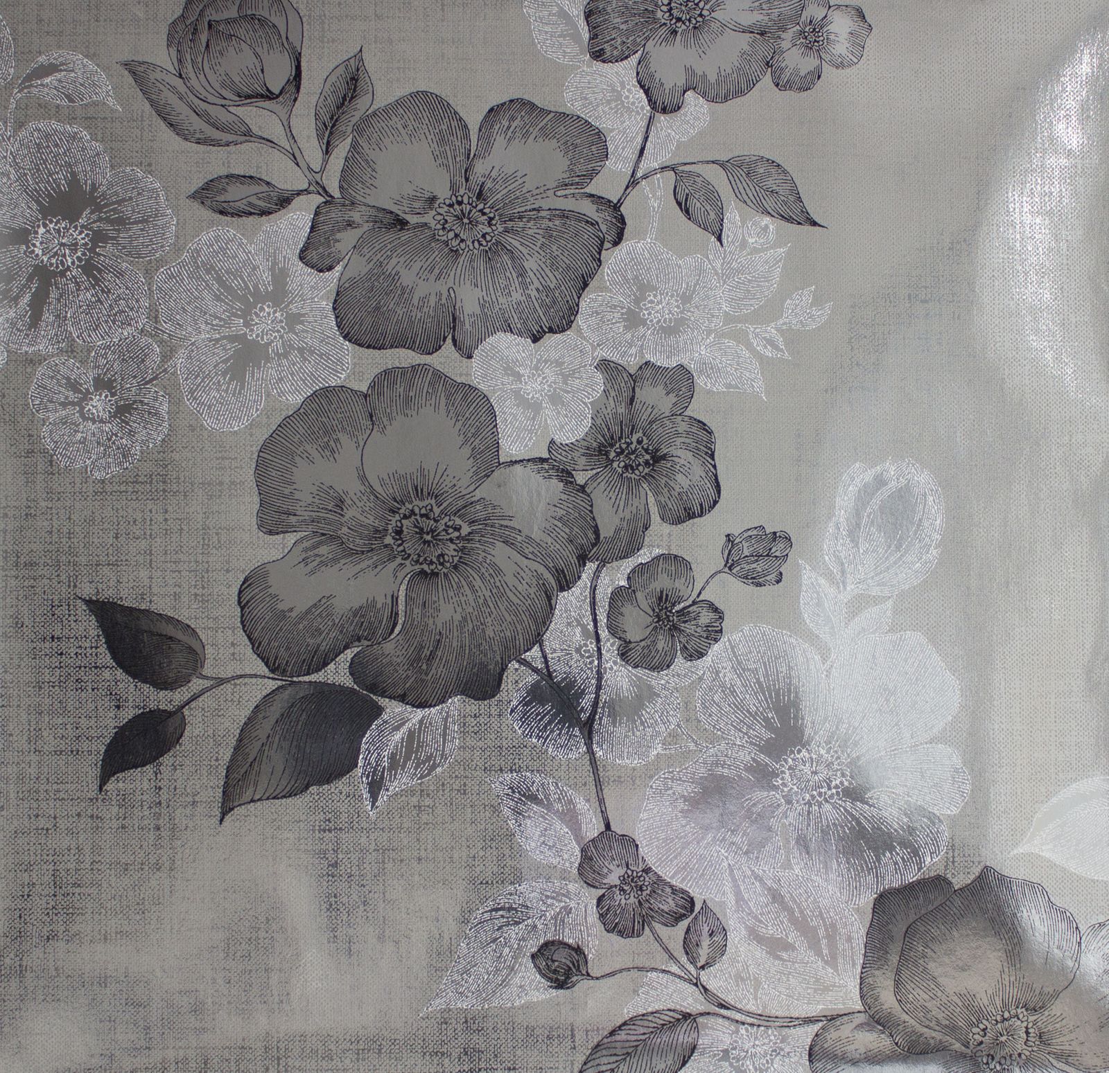 Wallpaper Kretschmer Deluxe Floral Reflective Foil Silver