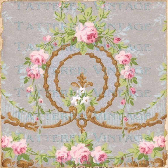 Vintage French Wallpaper Antique Collage