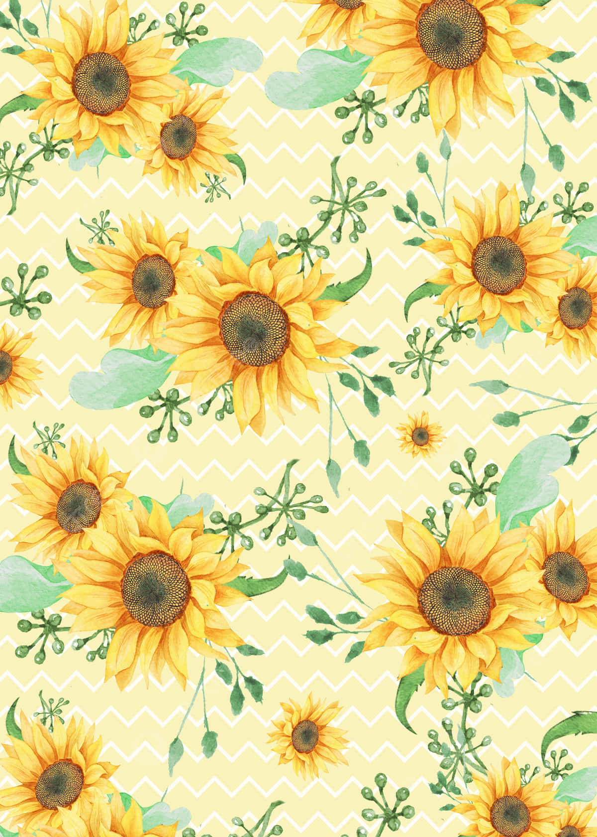 Pattern Sunflower Yellow Aesthetic Wallpaper