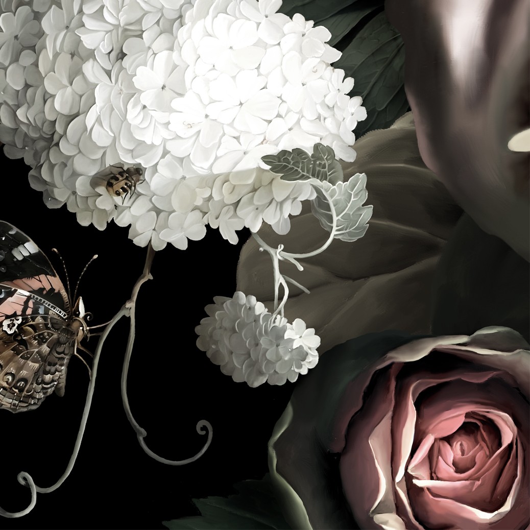 Dark Floral Ii Black Saturated By Ellie Cashman Design