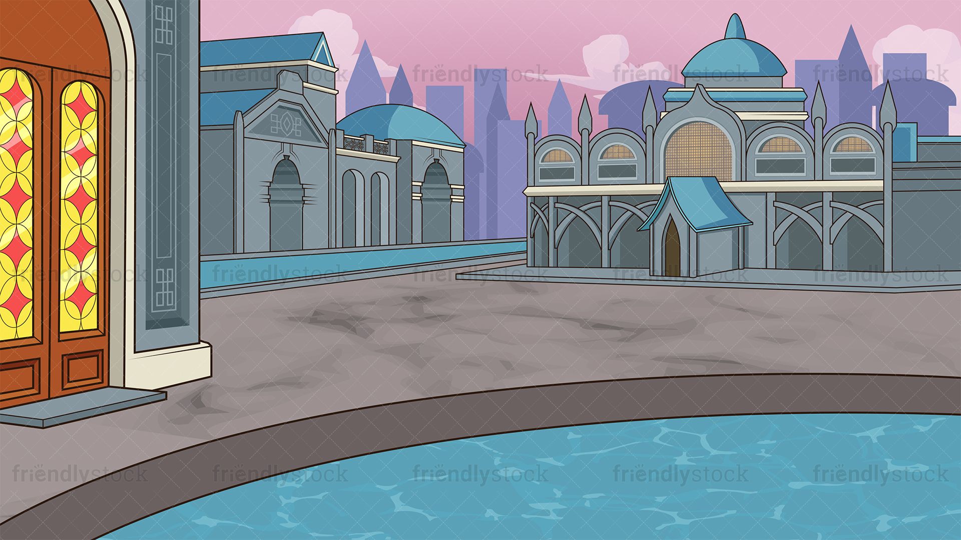 Elven City Background Vector