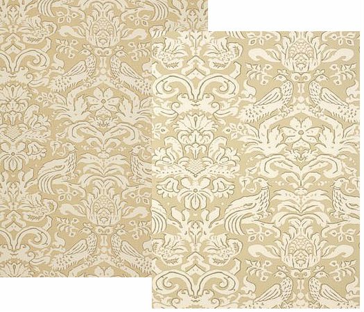 On Coordinating Fabric And Wallpaper Try Schmacher S Aldwyn Damask