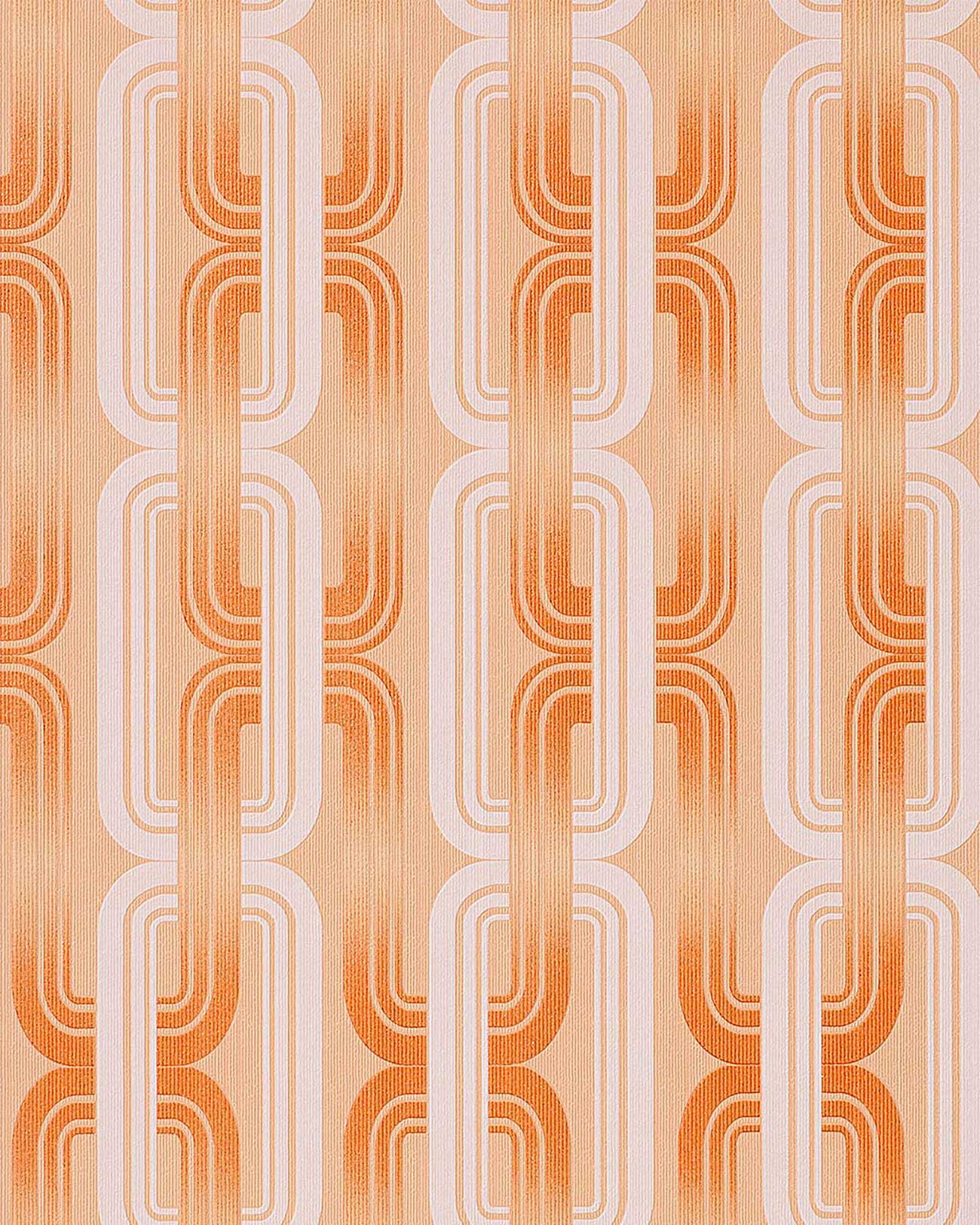 Retro 70s Style Design Wallpaper Graphical Pattern Orange White