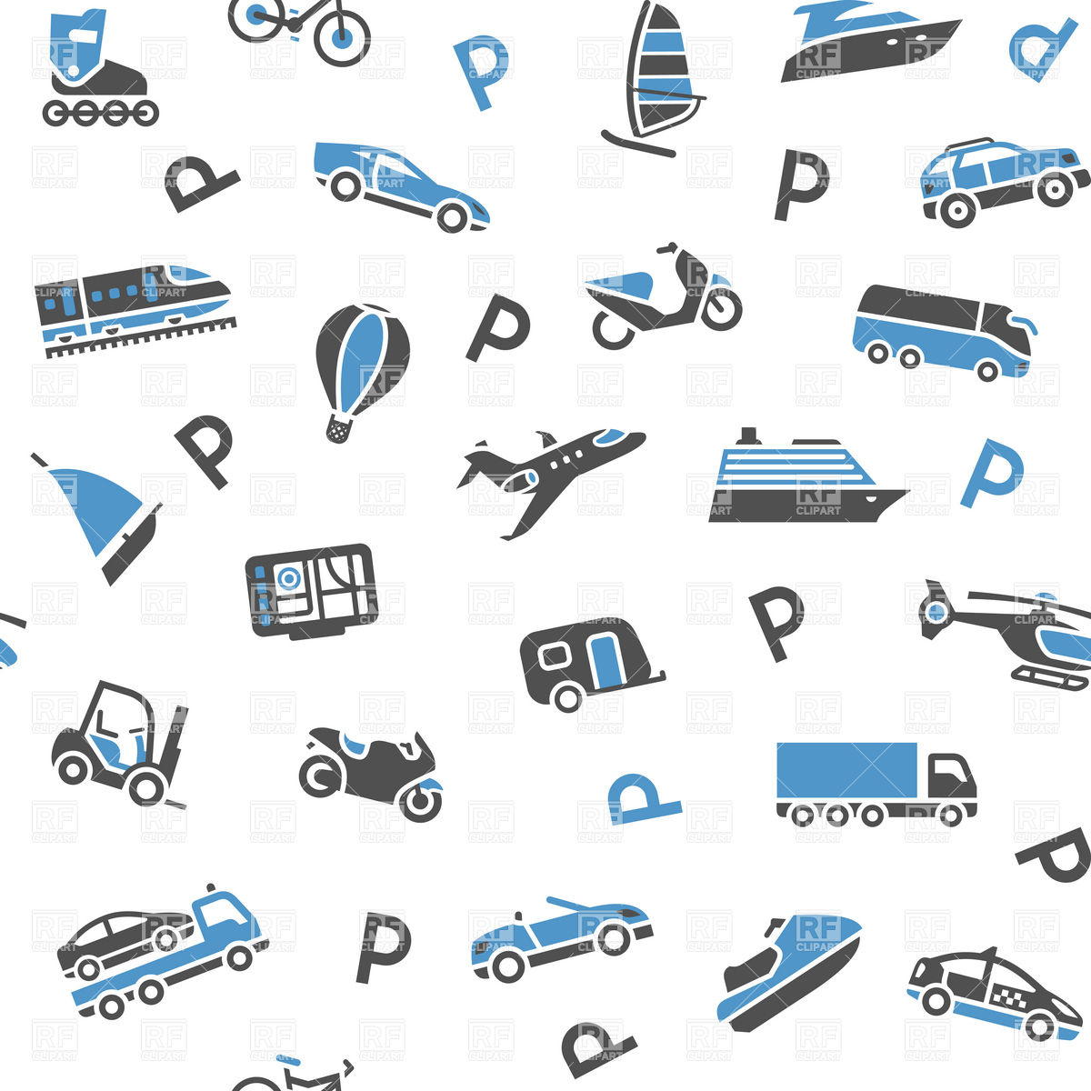 Seamless Wrapping Paper Background With Transport Icons Vector