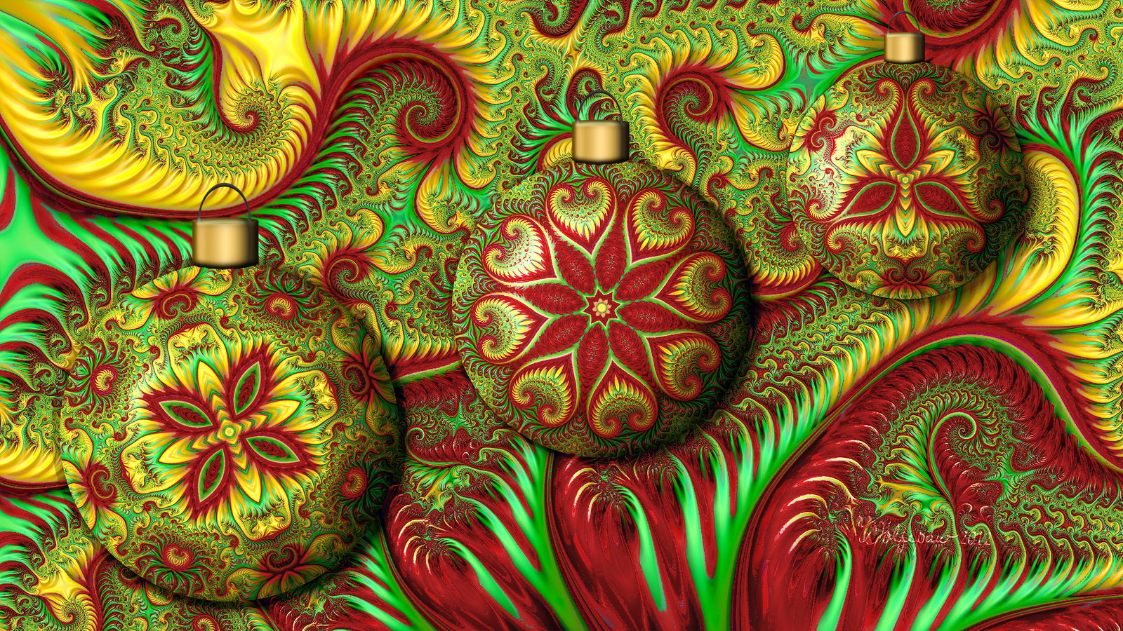 Christmas Ornaments By Wolfepaw Digital Art Fractal