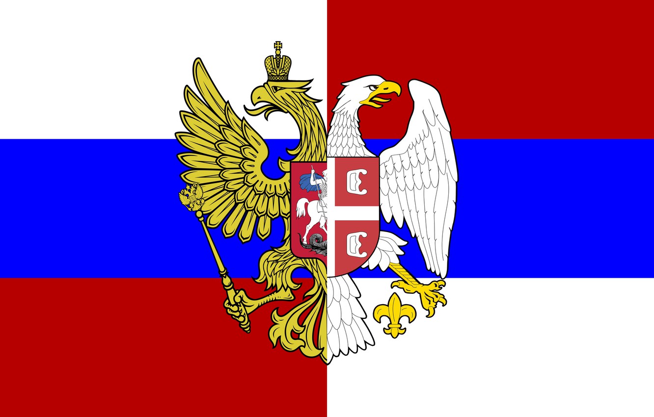 Wallpaper Flag Tricolor Coat Of Arms Russia Serbia