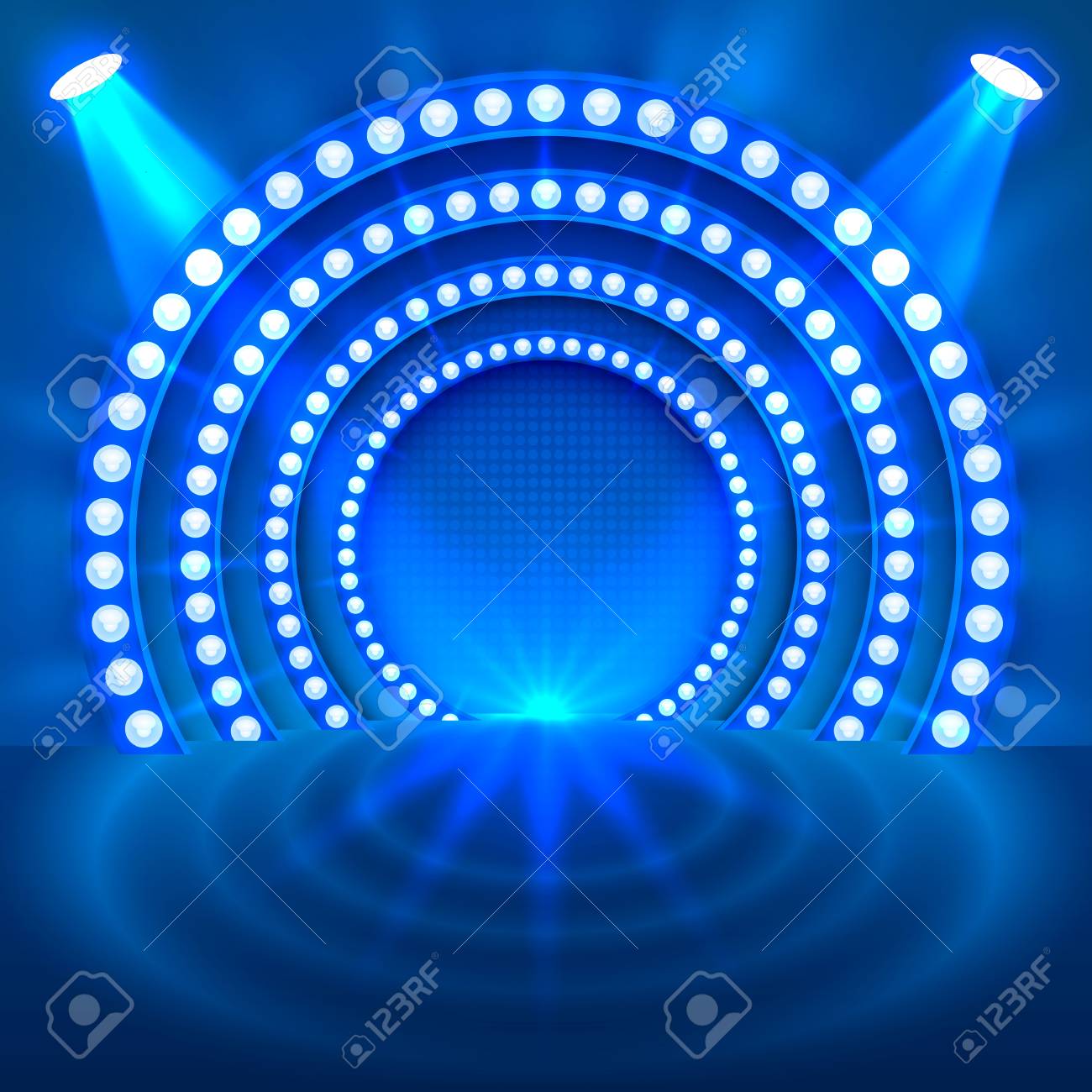 Show Light Podium Blue Background Vector Illustration Stock Photo