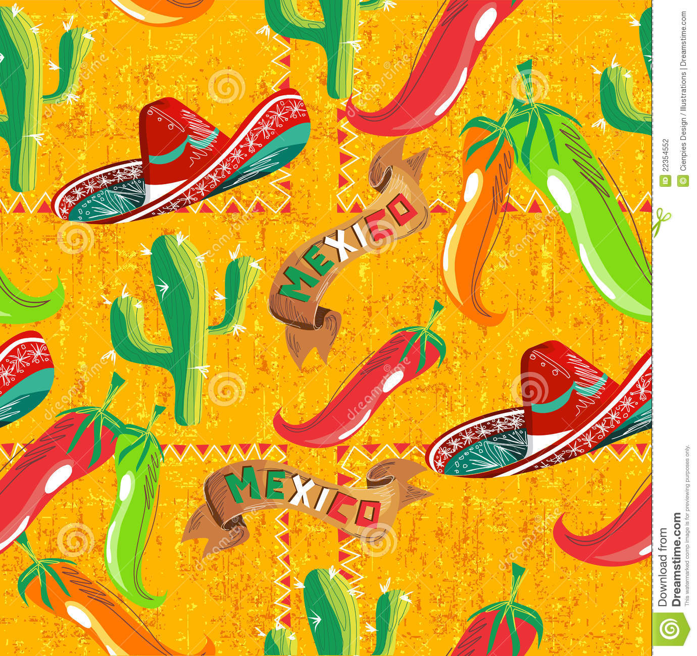 Mexican Patterns Backgrounds Mexican pattern with cactus