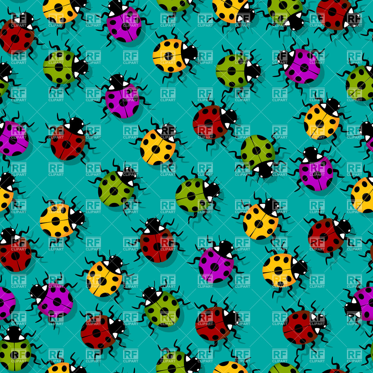 Cute Little Ladybugs Seamless Background Royalty Vector