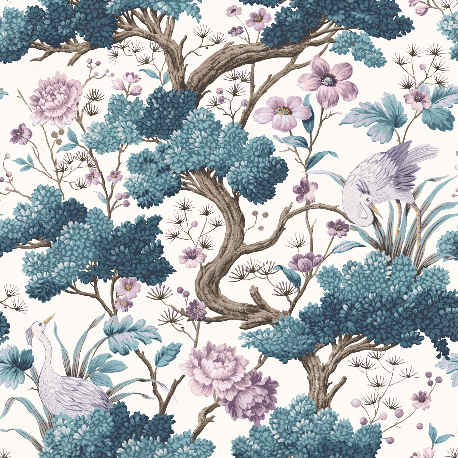 Crane Bird Japanese Blue Wallpaper Pink Bright Animals