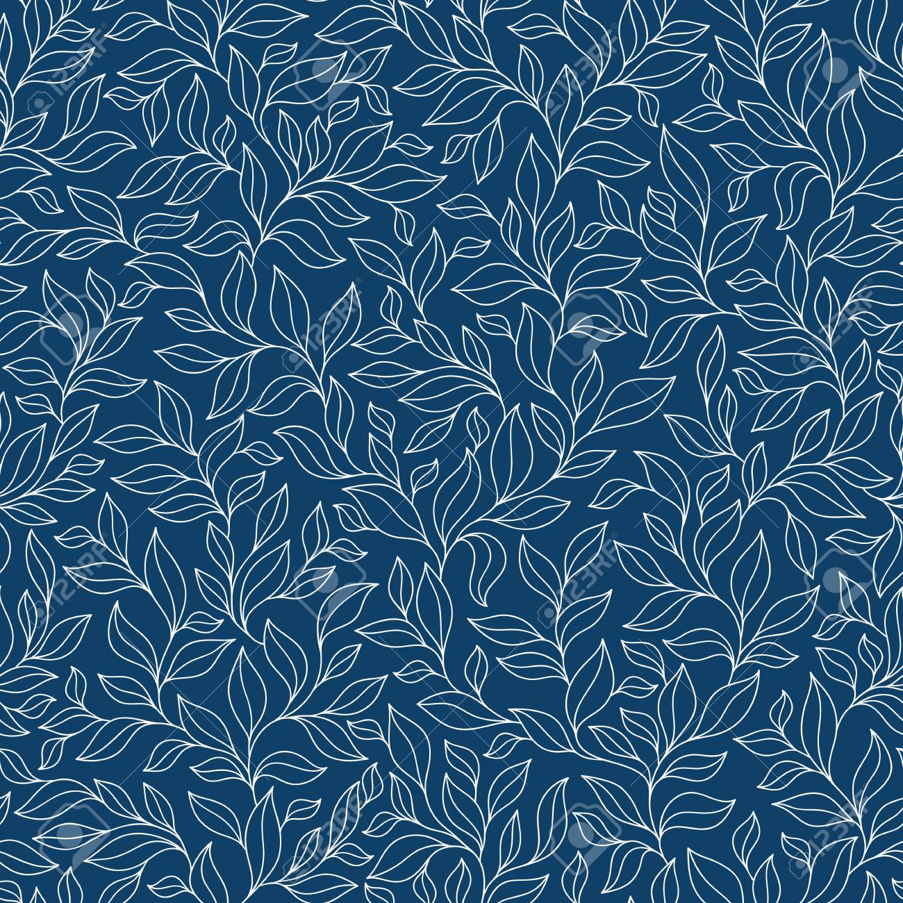 Floral Seamless Pattern With Blue Leaves Perfect For Wallpapers