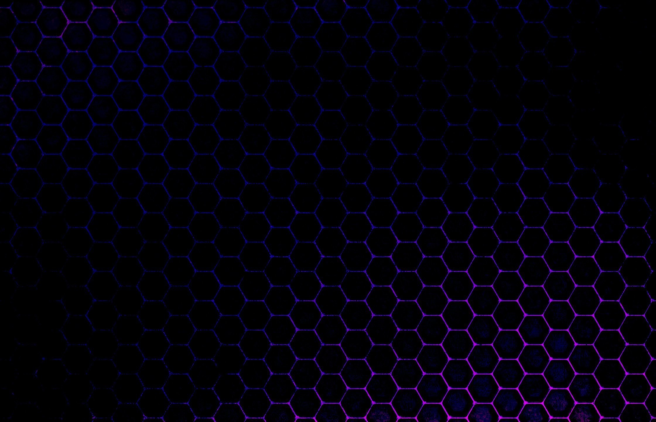 Dark and cool black wallpaper with a honeycomb pattern, featuring a gradient of purple and blue hues