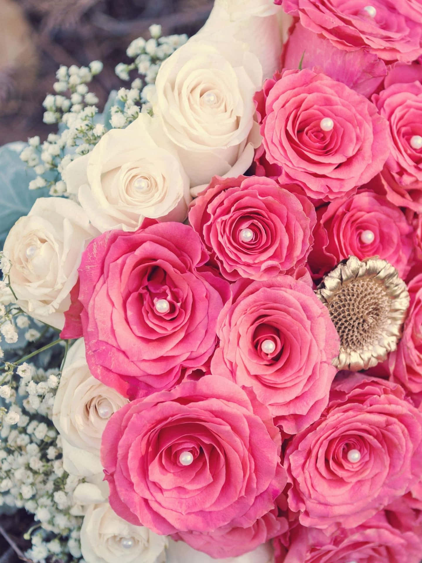 Pink White Rose Bouquet Picture Wallpaper