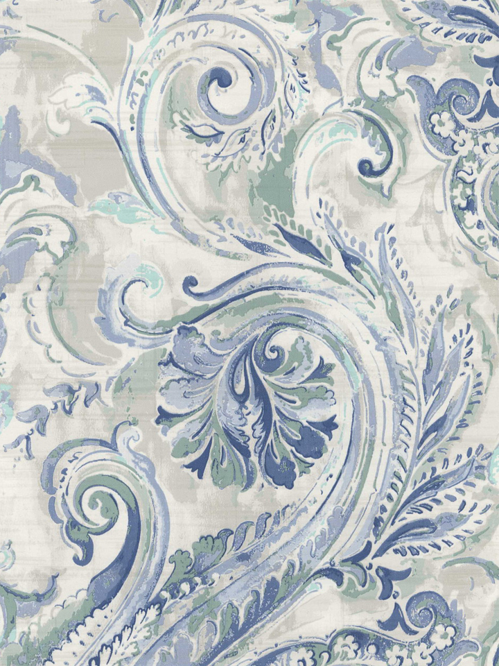 Blue Tones Washed Paisley Wallpaper Traditional