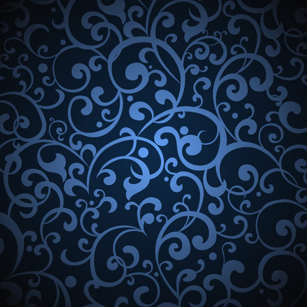 Dark And Elegant Blue Vintage Floral Pattern Background In Vector Eps