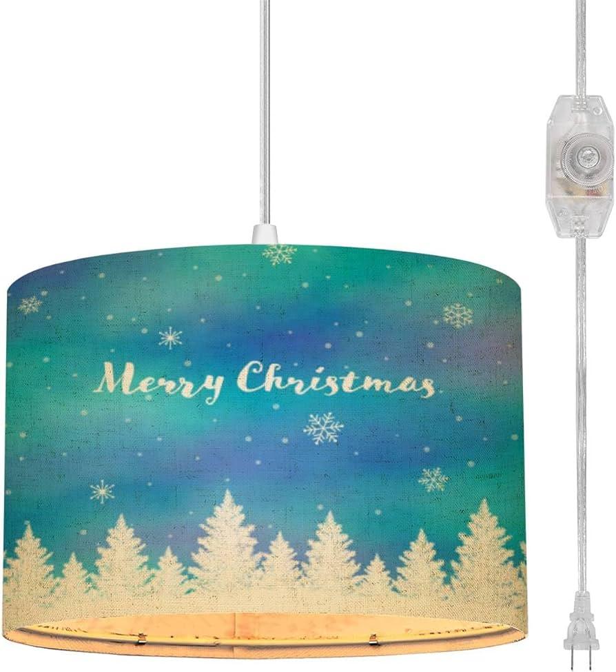 Plug In Pendant Light Hanging Lamp Cord With Christmas Fir