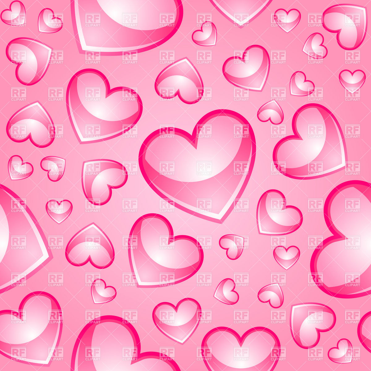Seamless Pink Background With Glossy Hearts