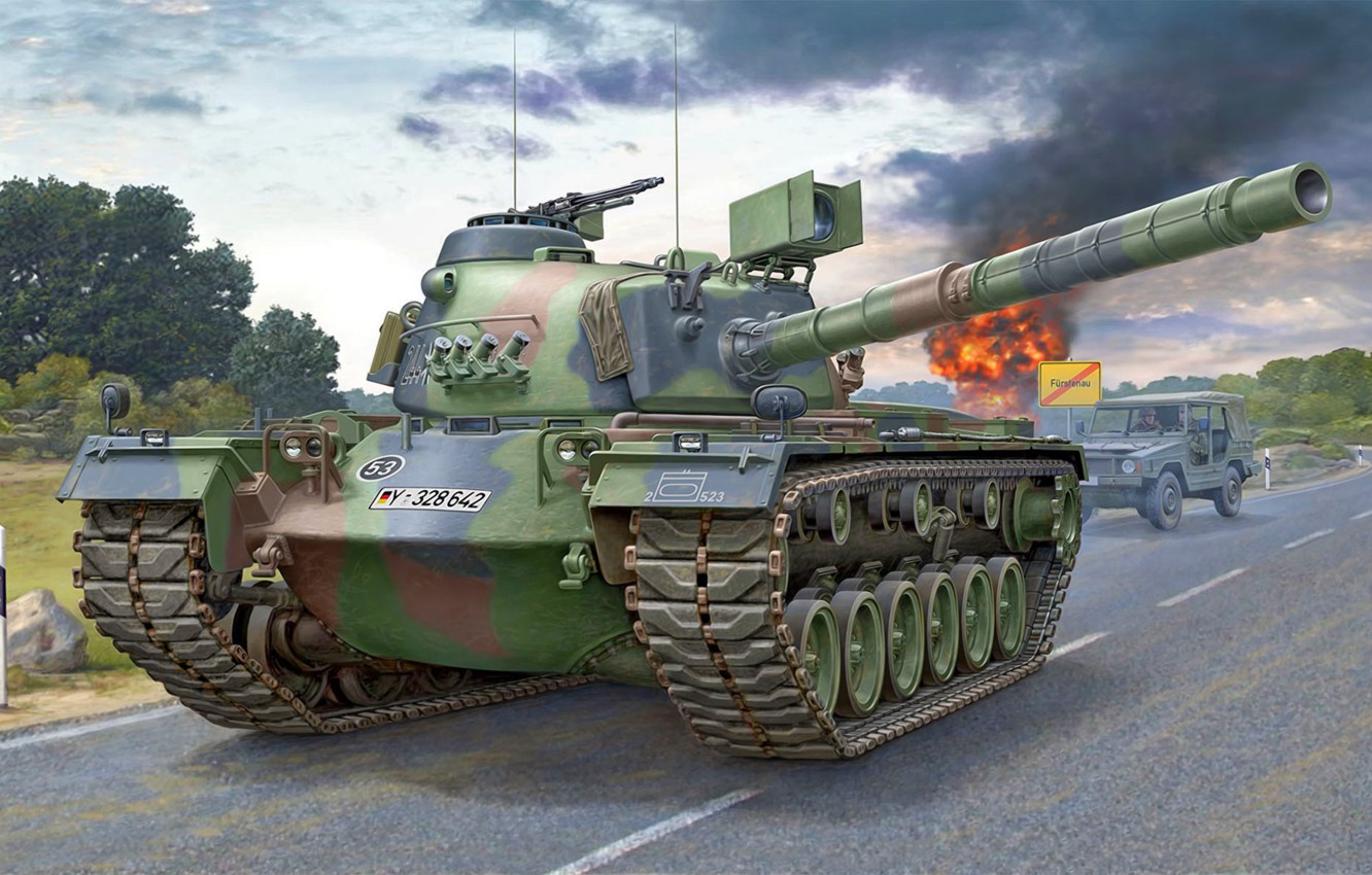 Wallpaper war art painting tank M48 Patton images for desktop