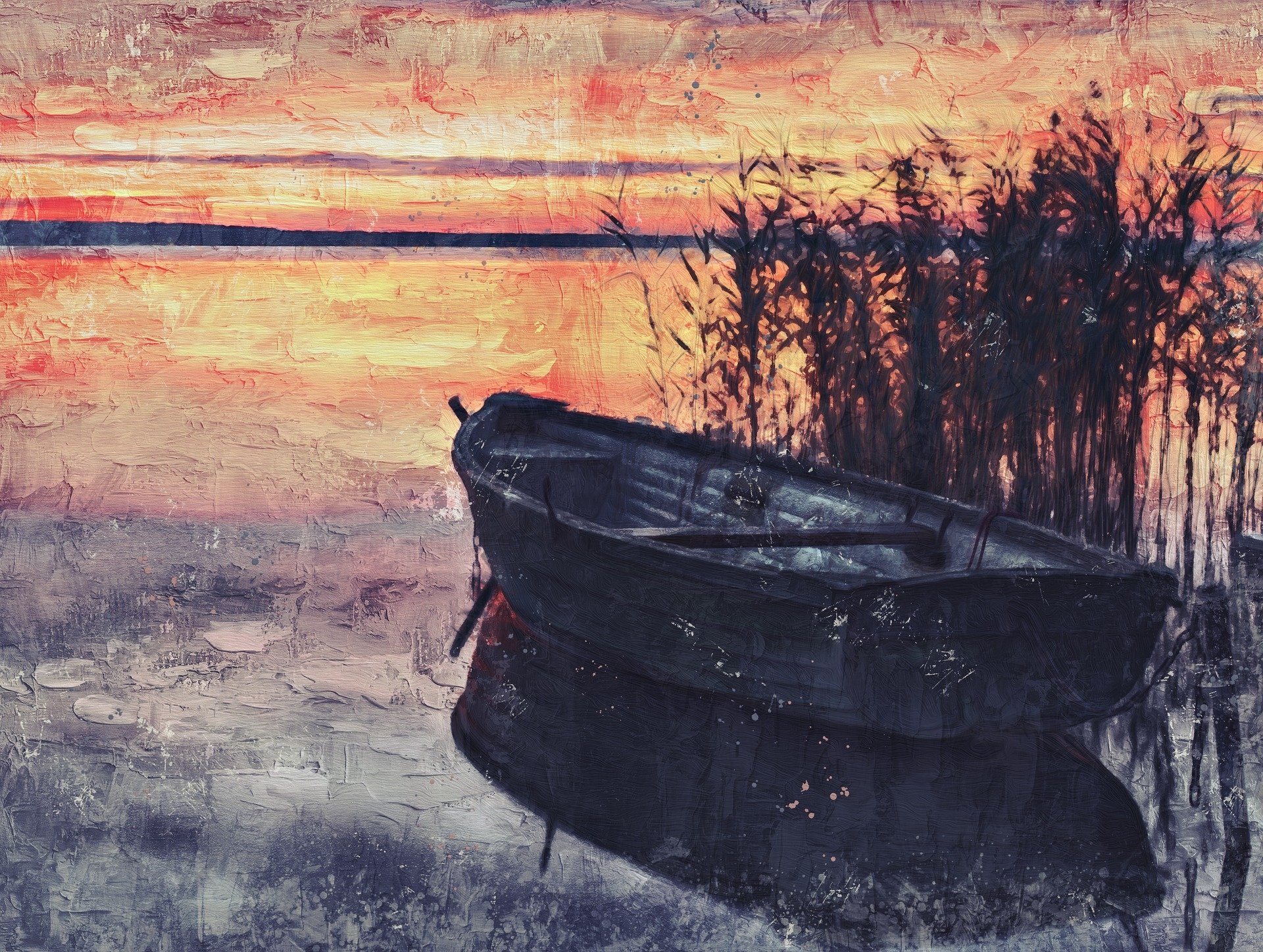 Rowboat Painting HD Wallpaper Background Image Id