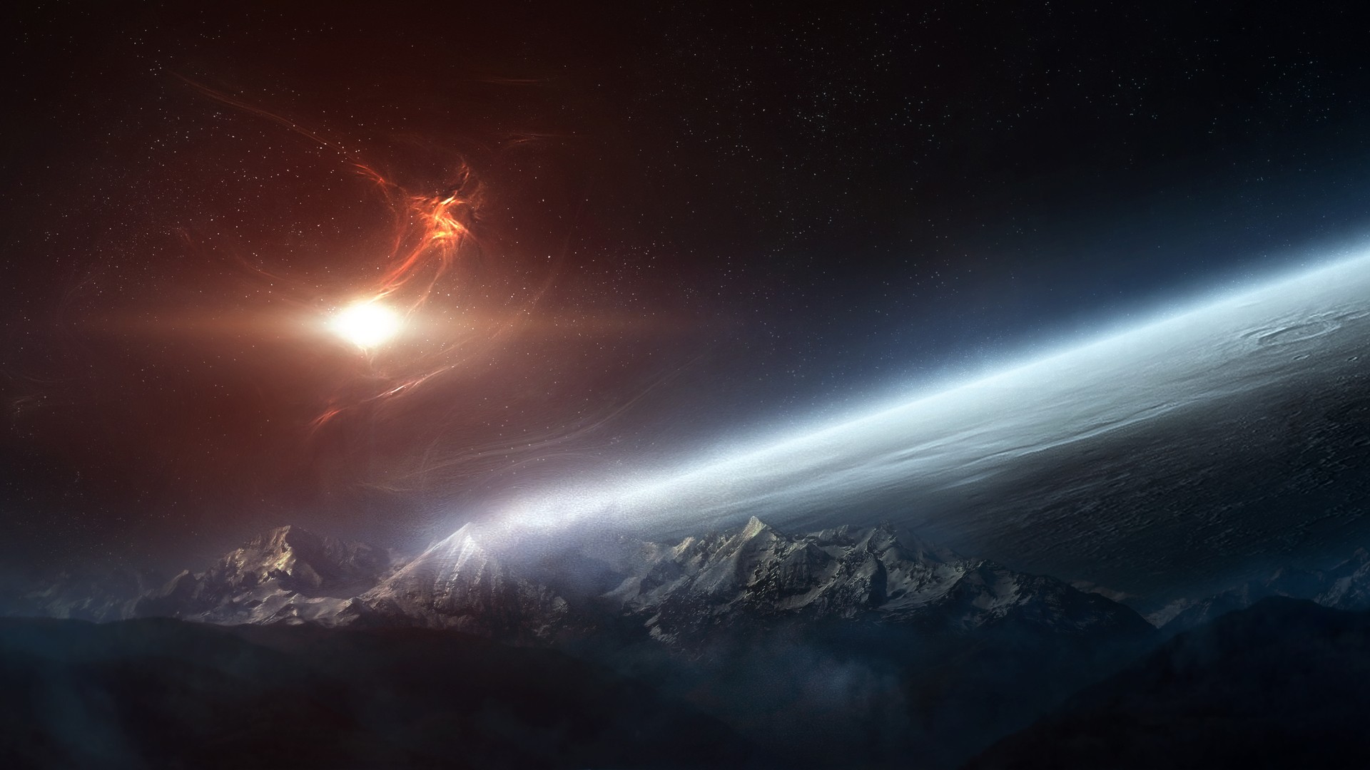 Mountains Outer Space HD Wallpaper FullHDwpp Full