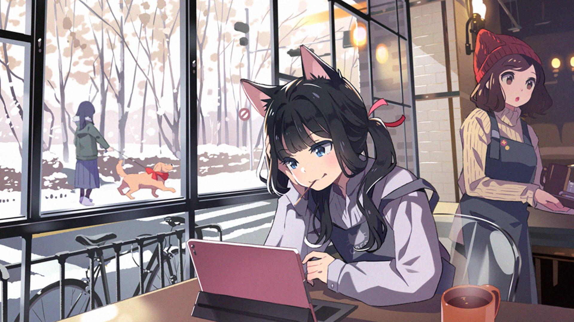 Winter Anime Cat Girl Wallpaper