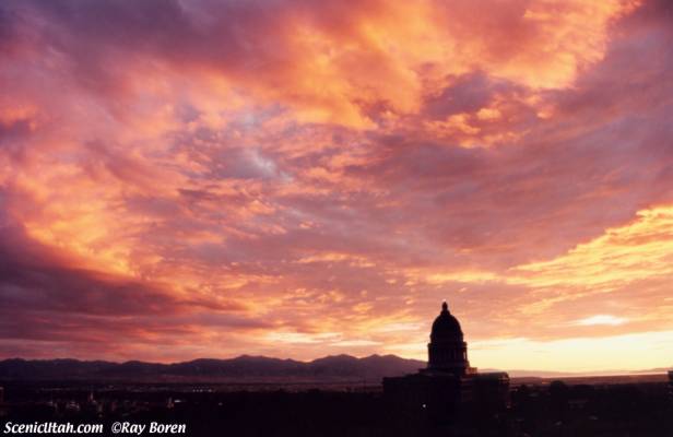 Sunset at Utah State Capitol Salt Lake City UT