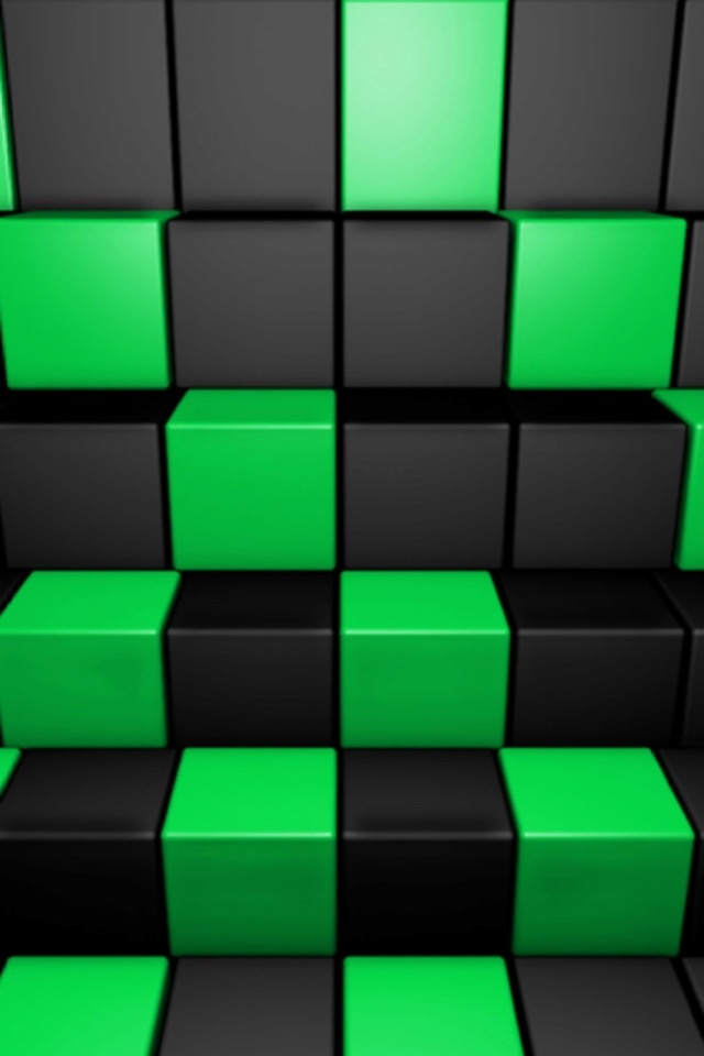 Green And Black Blocks Heart Wallpaper iPhone