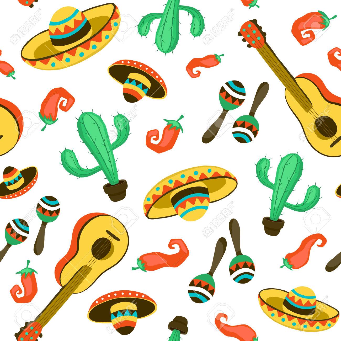 Seamless Background With Mexican Culture Attributes