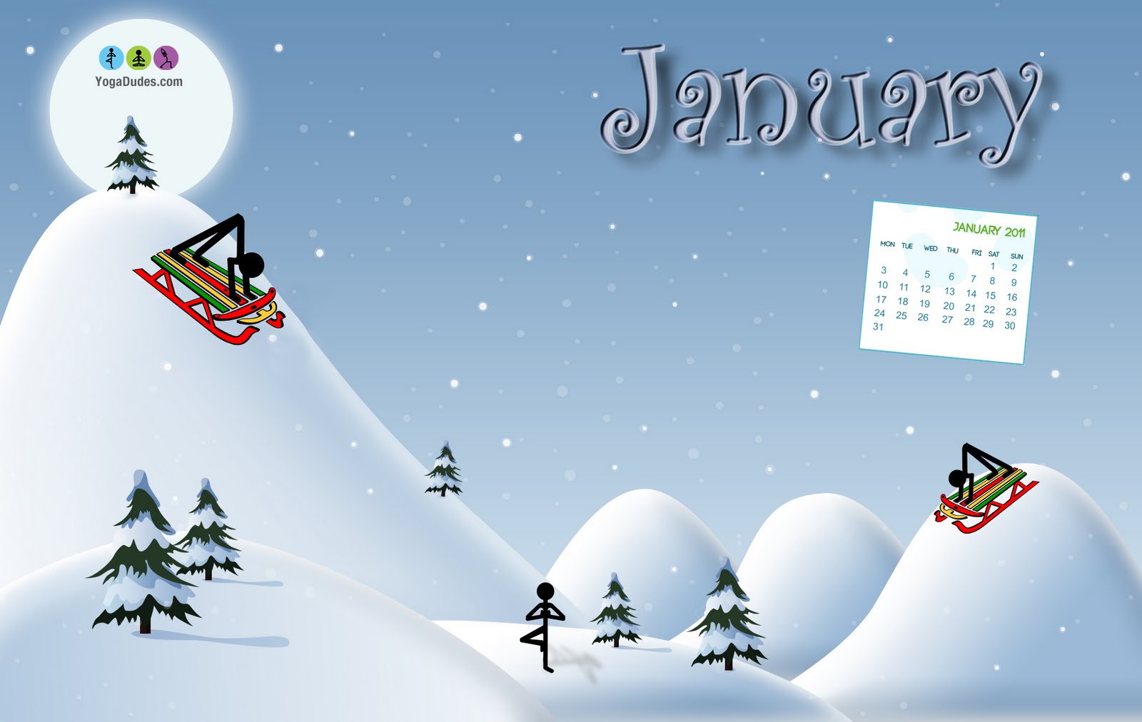 Yogadudes January Desktop Calendar