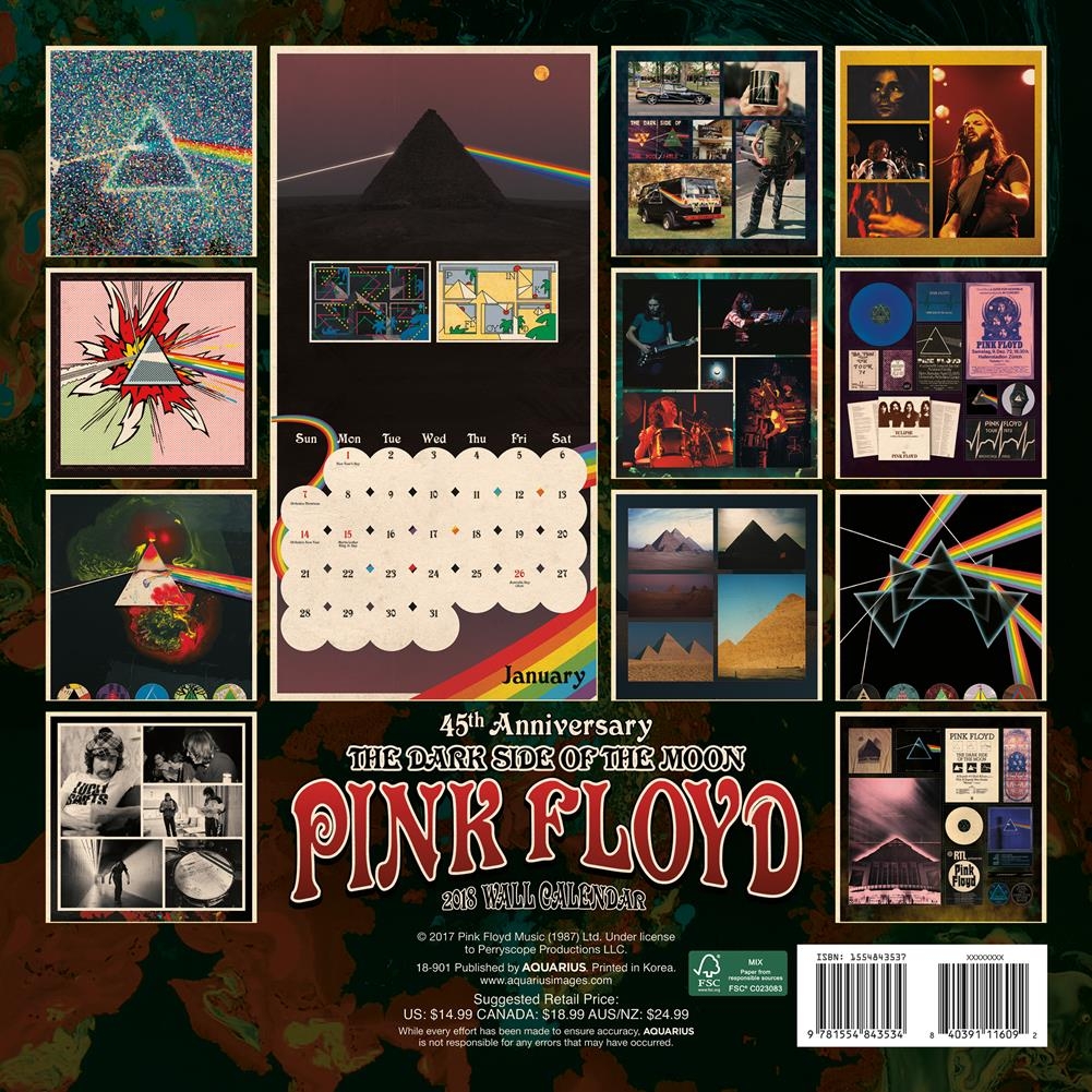 Pink Floyd Dark Side Of The Moon Wall Calendar