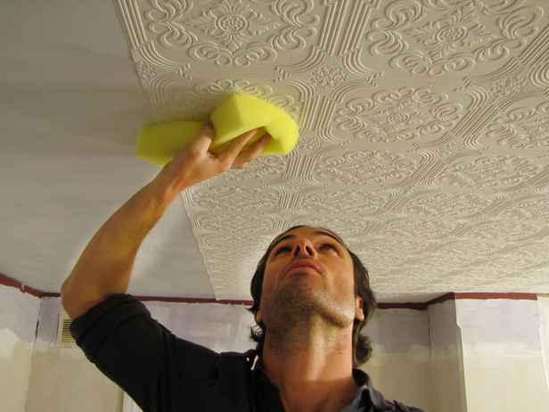 Glue Off The Wallpaper Continue To Sponge As You Hang It